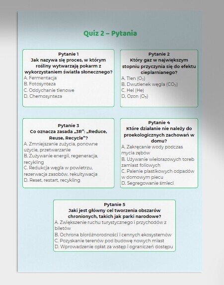 Quizy z wiedzy przyrodniczej. Ochrona środowiska i ekologia. 3 QUIZY