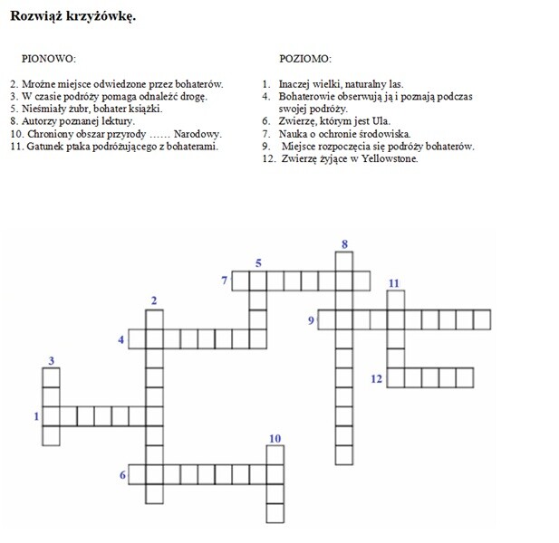 Zestaw kart pracy do lektury "Którędy do Yellowstone?"