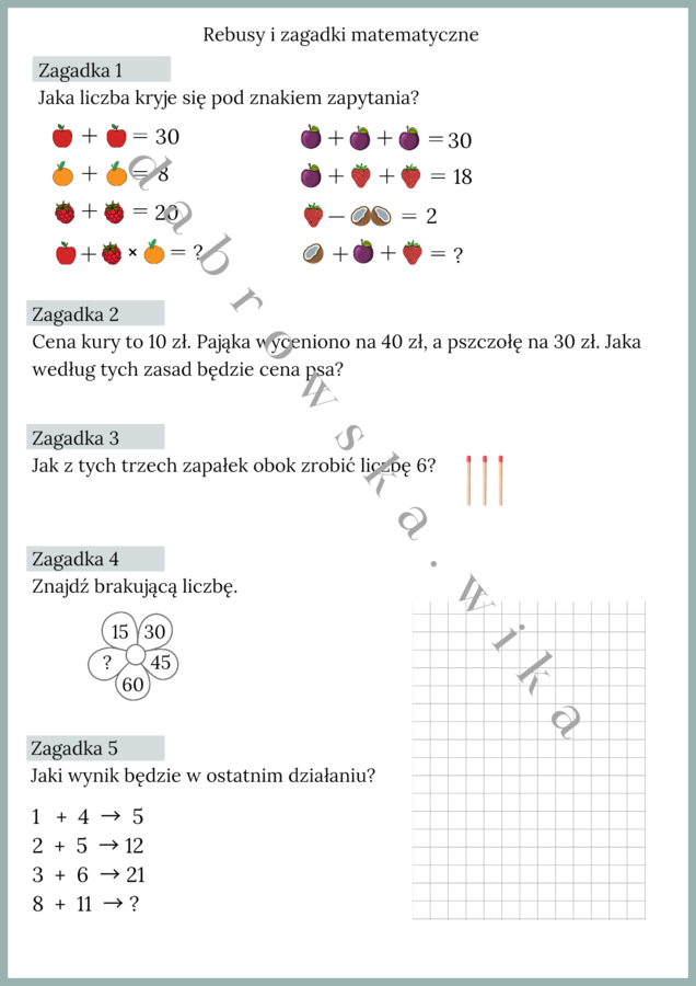 Zagadki matematyczne