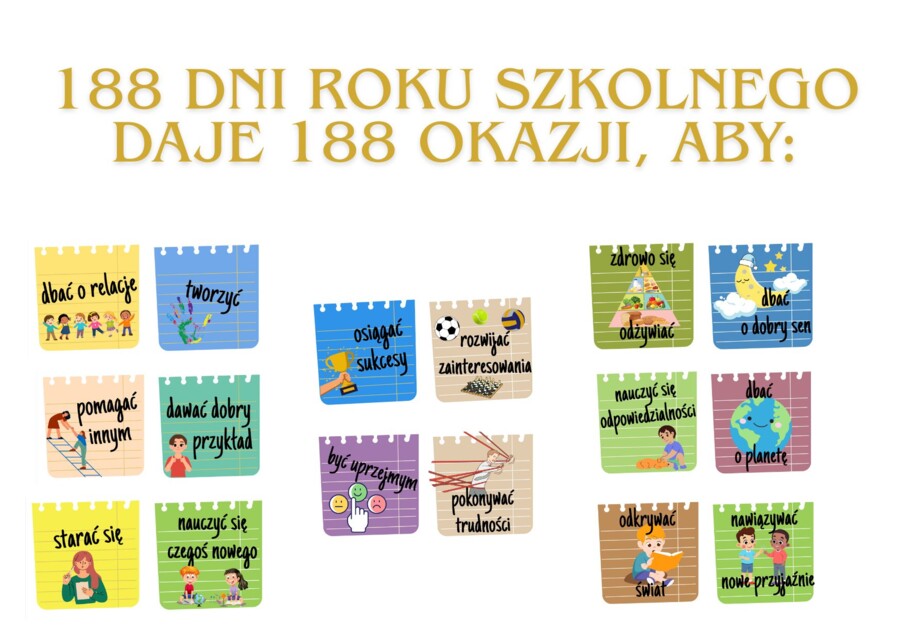 Gazetka szkolna - 188 dni roku szkolnego daje 188 okazji, aby...
