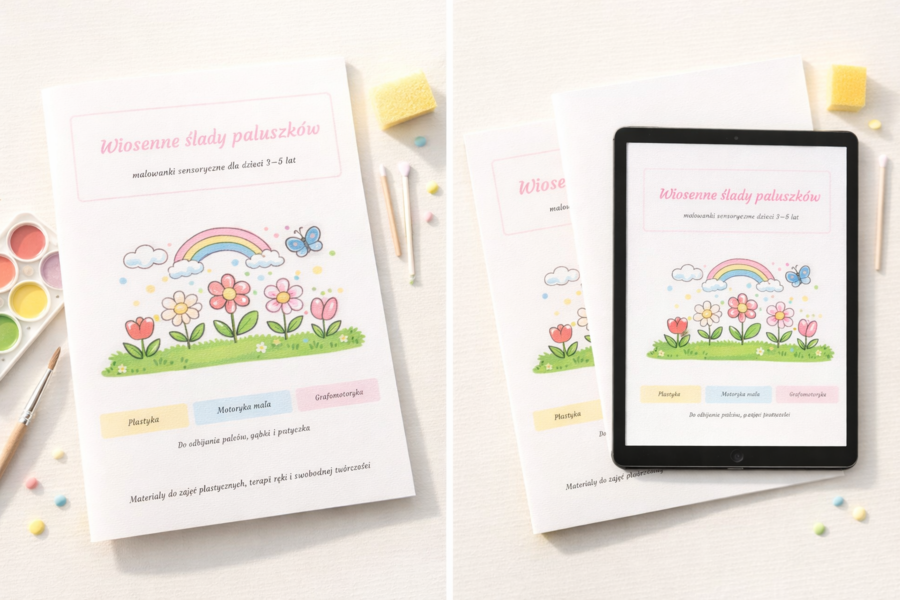 Wiosenne ślady paluszków – malowanki sensoryczne