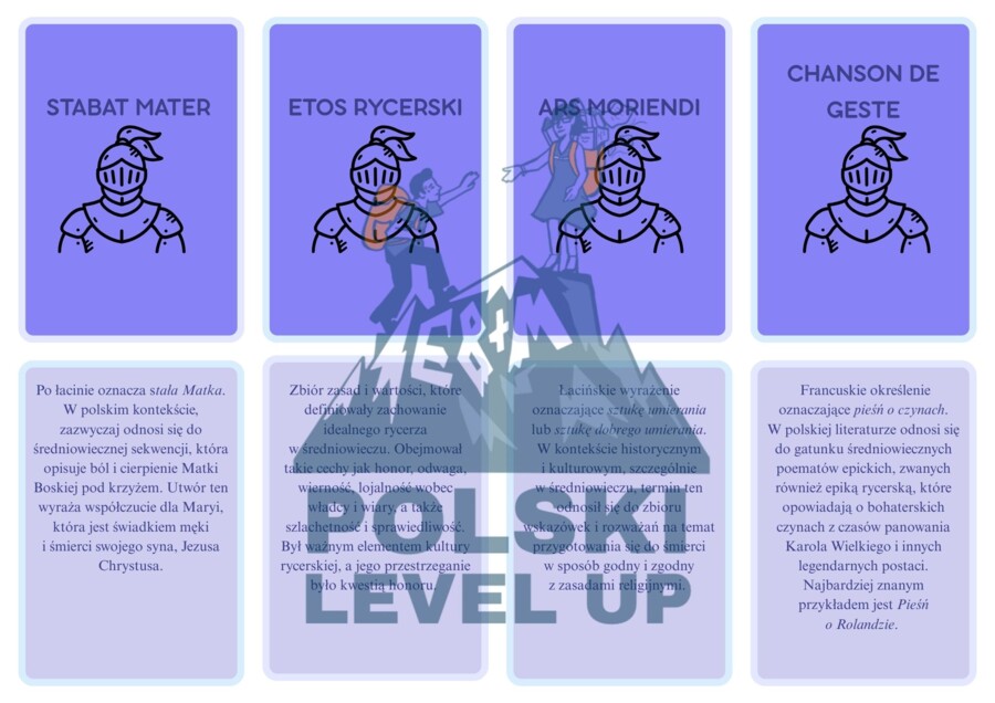 Fiszki literackie_średniowiecze_Polski Level Up