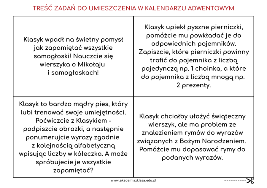 KALENDARZ ADWENTOWY - niesamowita świąteczna przygoda dla klas 2 i 3!