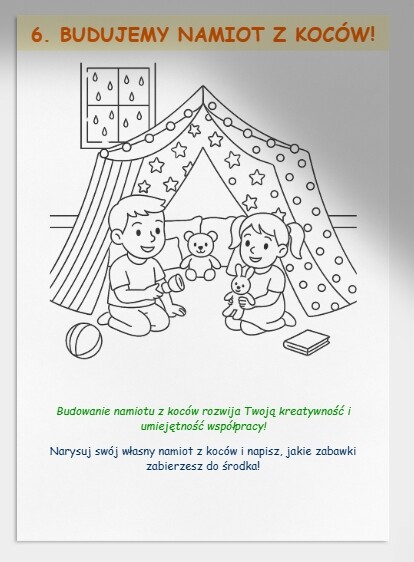 Kolorowanka: "Co robimy gdy pada deszcz?"