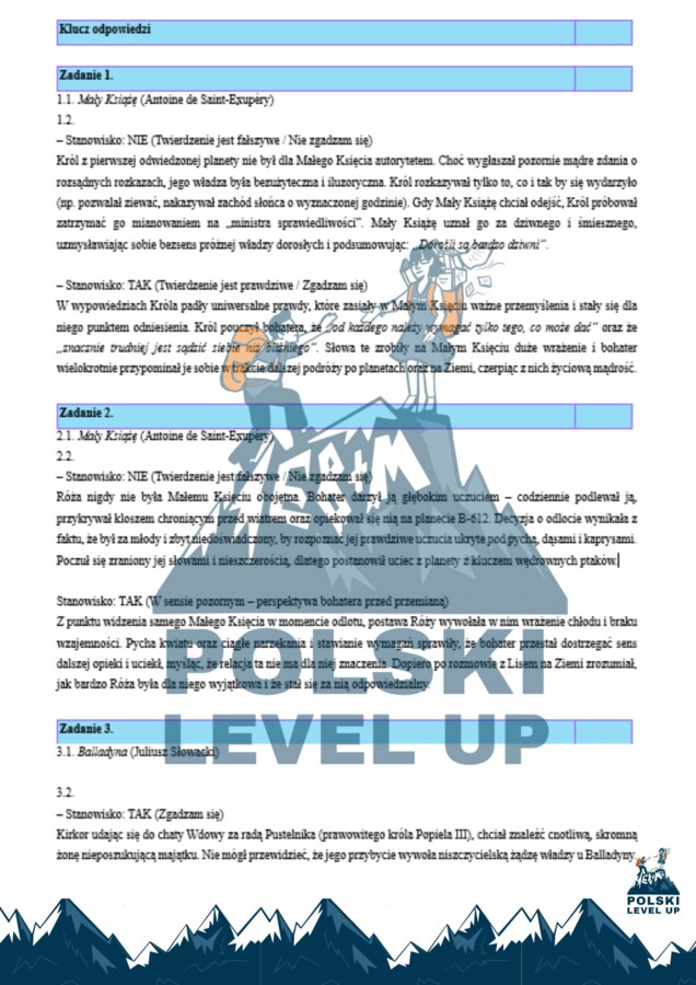 Zadanie E8_Rozpoznaj cytat i stwórz odpowiedź argumentacyjną (26 zadań+ klucz odp.)_Polski Level Up