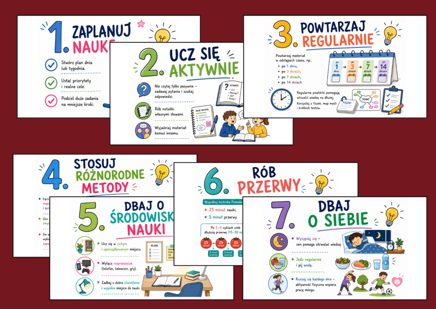 🎓SPOSOBY NA SKUTECZNĄ NAUKĘ – prezentacja, 2 karty pracy i ankieta dla uczniów klas 4–8 - powrót do szkoły