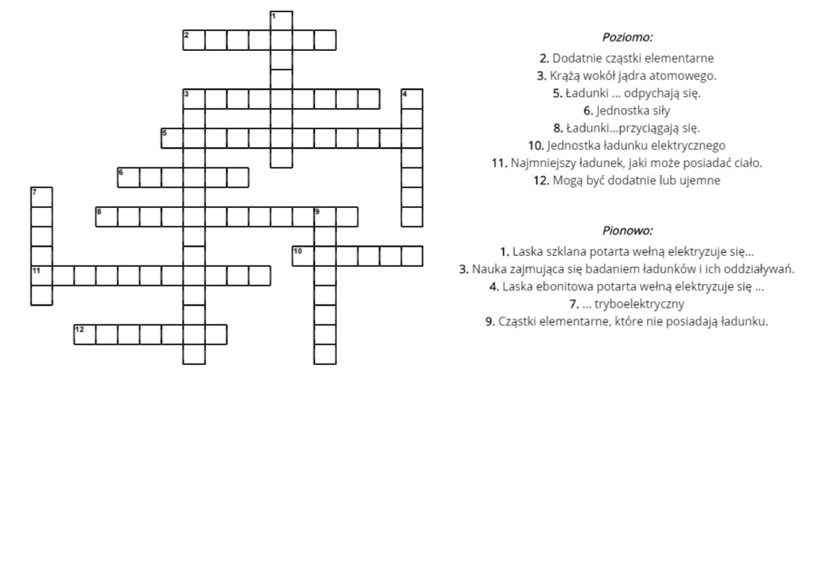 Elektrostatyka-krzyżówka