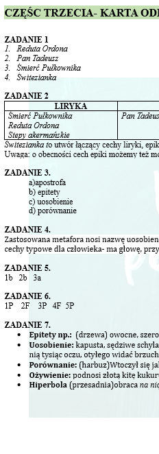 POWTÓRKI PRZED EGZAMINEM. Z BOHATERAMI UTWORÓW ADAMA MICKIEWICZA PRZYPOMINAMY WIADOMOŚCI O RODZAJACH, GATUNKACH I ŚRODKACH POETYCKICH.