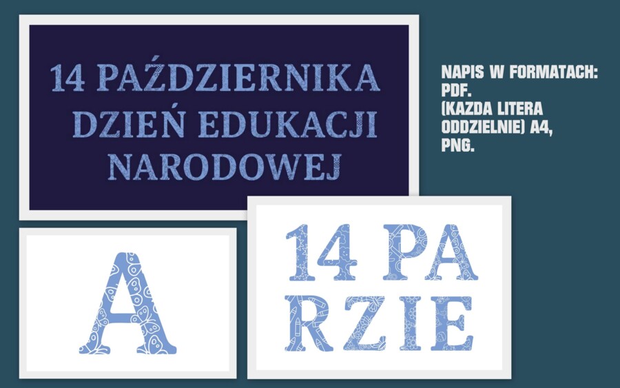 Napis: 14 PAŹDZIERNIKA – DZIEŃ EDUKACJI NARODOWEJ (pdf + png)