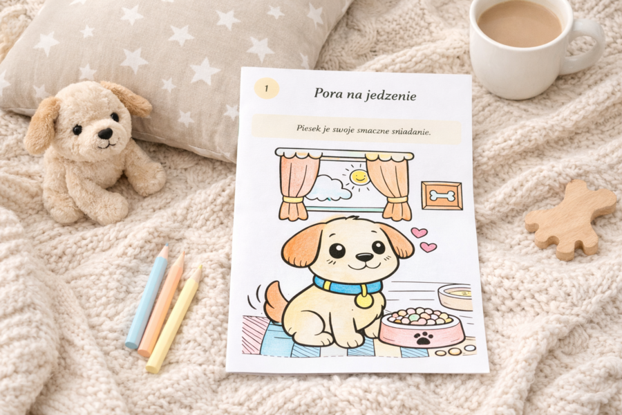Kolorowanka: dzień z życia psa