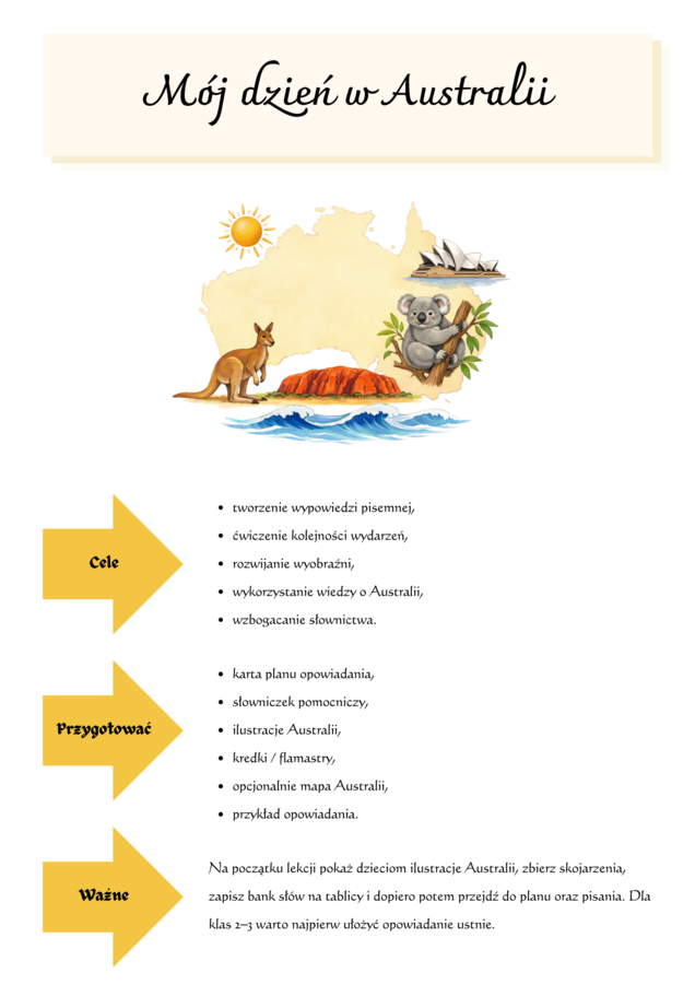Mój dzień w Australii. Opis krajobrazu. Australia w 8 wersach. [JĘZYK POLSKI]