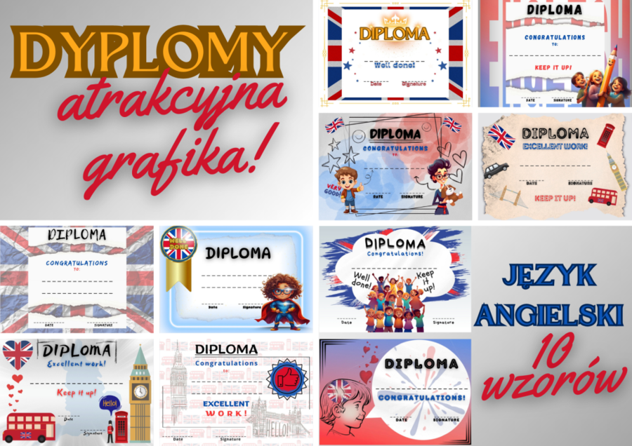 Dyplomy - język angielski (10 wzorów)