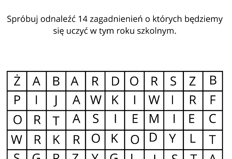 Wykreślanka - o czym będziemy uczyć się klasie 6 - BIOLOGIA