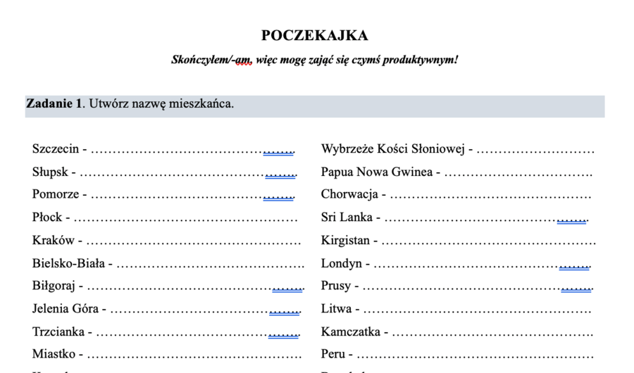 POCZEKAJKA POLONISTYCZNA – Zestaw Cichych Zadań i Łamigłówek dla Uczniów, Którzy Skończyli Wcześniej Test lub Zadania