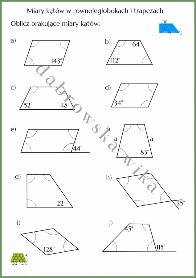 Miary kątów w równoległobokach i trapezach