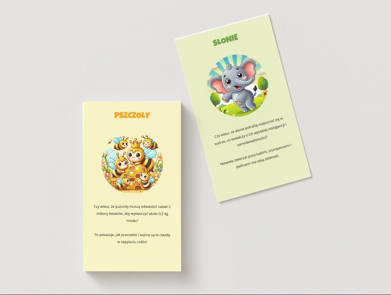 Karty z ciekawostkami o zwierzętach i roślinach