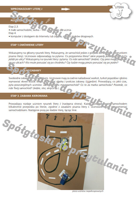 Spółgłoski do przytulania. Nauka liter poprzez zmysły, wrażenia i zabawę. Monografia litery J wraz ze scenariuszem jej wprowadzania, kartami pracy.