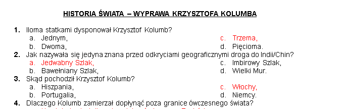 Karta pracy do filmu - Wielkie odkrycia geograficzne