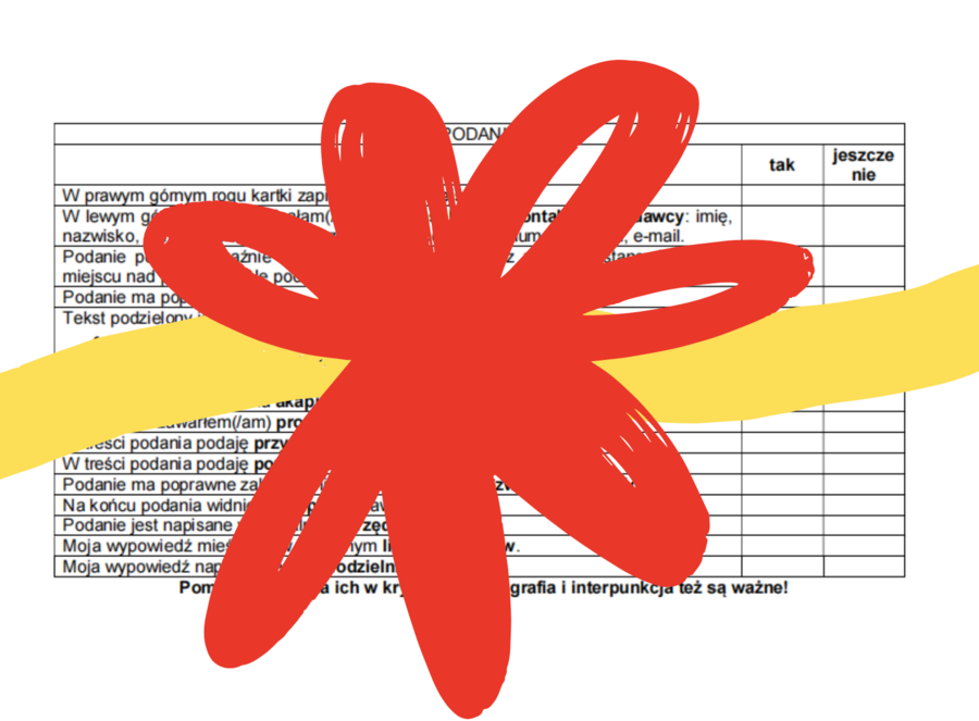 Kryteria pisania PODANIA na języku polskim – klasa VII-VIII