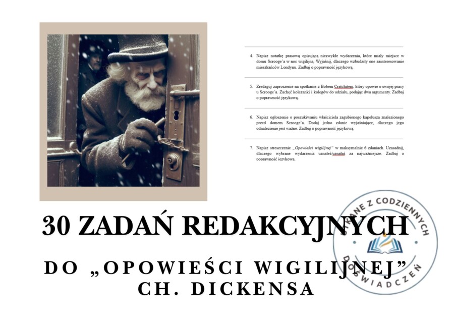30 zadań redakcyjnych do „Opowieści wigilijnej” Ch. Dickensa