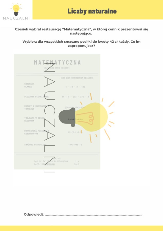 Mini projekt - Liczby naturalne "Wycieczka Alberta" kl. 4
