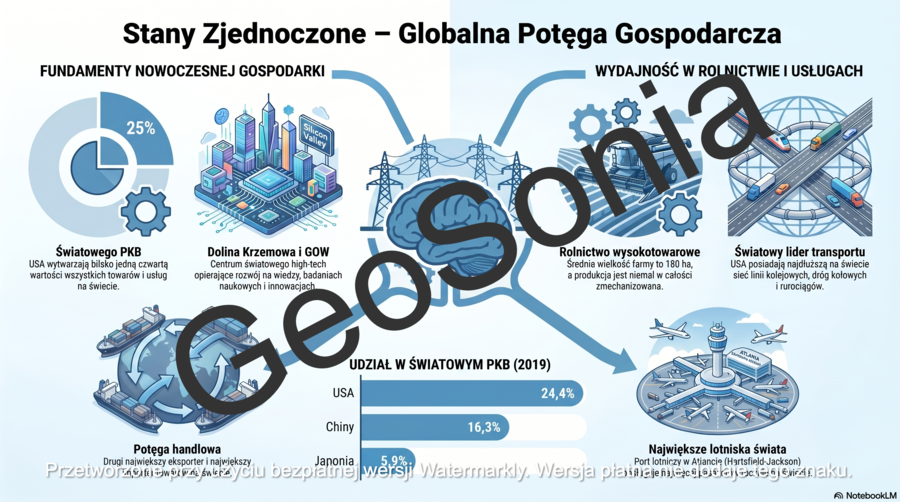 Stany Zjednoczone - potęga gospodarcza świata geografia klasa 8 sketchnotka