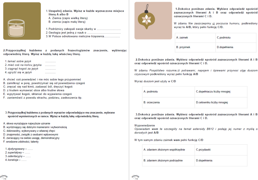 Powtórka przed egzaminem ósmoklasisty z języka polskiego - kalendarz adwentowy