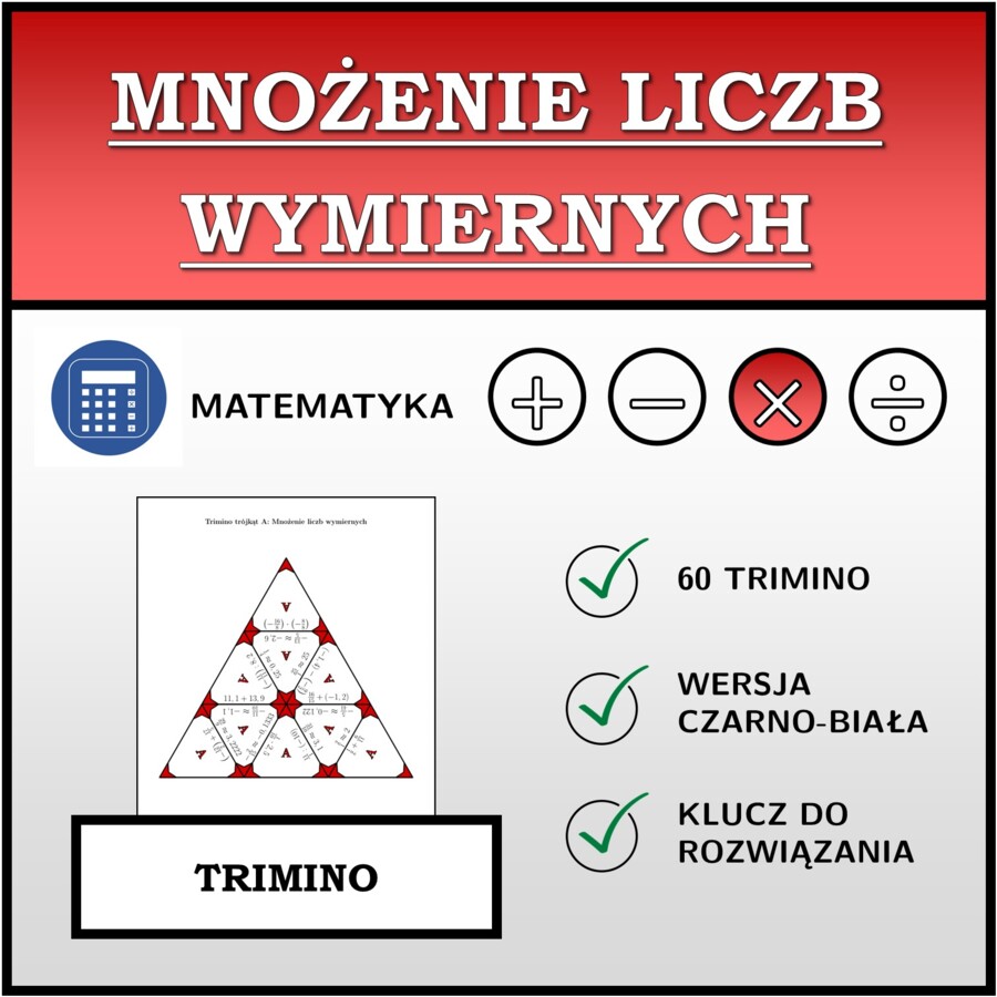 Trimino - Mnożenie liczb wymiernych | matematyka