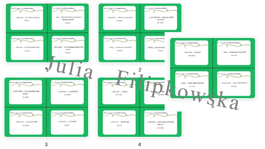 Present Perfect/ Karty do mówienia/ Mówienie/ Speaking/ Zestaw/ Pakiet/ Klasy 4-8/ Klasy 4-6/ Klasy 6-8/ SP/ Warm-up/ Rozgrzewka/ Gramatyka/ Grammar/ Speaking cards grammar/ Grammar cards/ E8