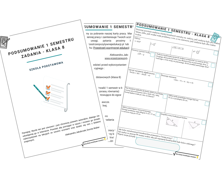 Podsumowanie 1 semestru - matematyka klasa 8