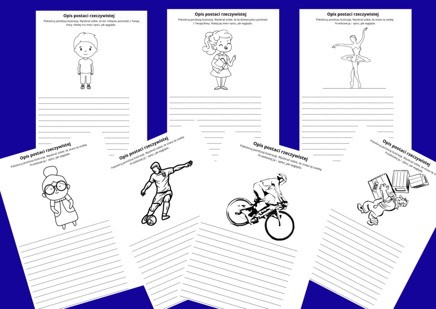OPIS POSTACI RZECZYWISTEJ - karta pracy - kl. 4-5 - ćwiczenia redakcyjne
