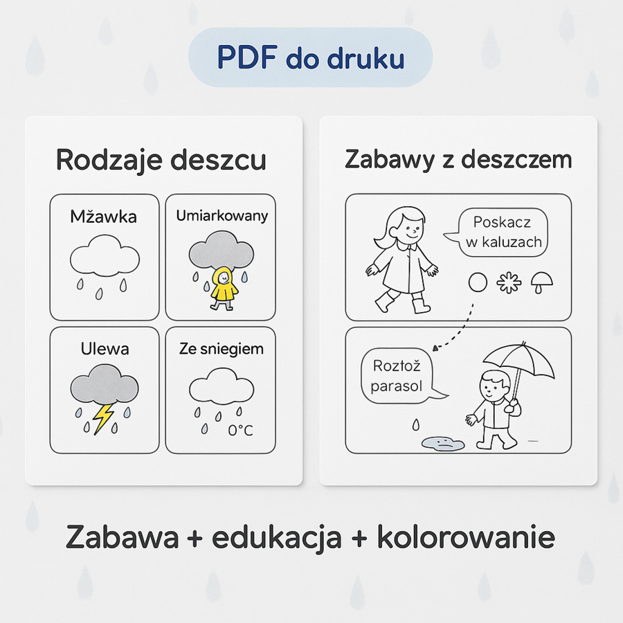 Karta pracy: "Rodzaje deszczu"
