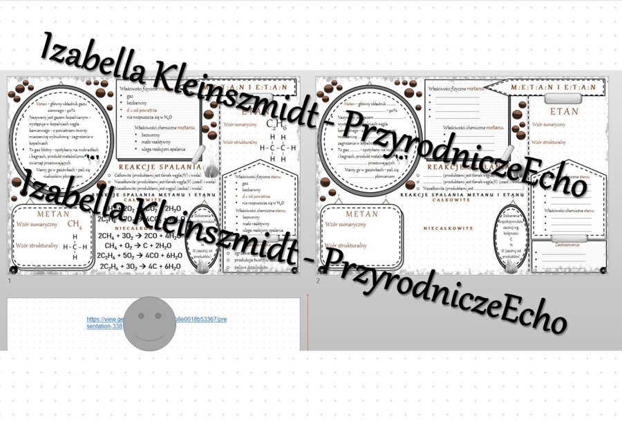 Minizestaw na temat „Metan i etan” – sketchnotka + karta pracy w power point + gratisowy link do prezentacji multimedialnej niekomercyjnej wykonanej w genial.ly do indywidualnego pobrania i użycia do celów niekomercyjnych. Chemia 8, „Węglowodory”