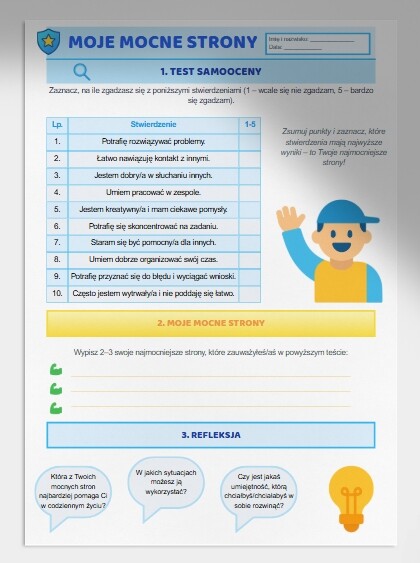 „Moje mocne strony” – Karta pracy
