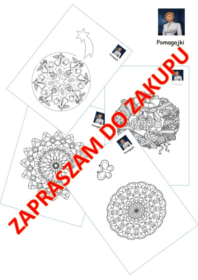 ?☃❄30 kolorowanek - Mandala z elementami świątecznymi oraz dodatkami