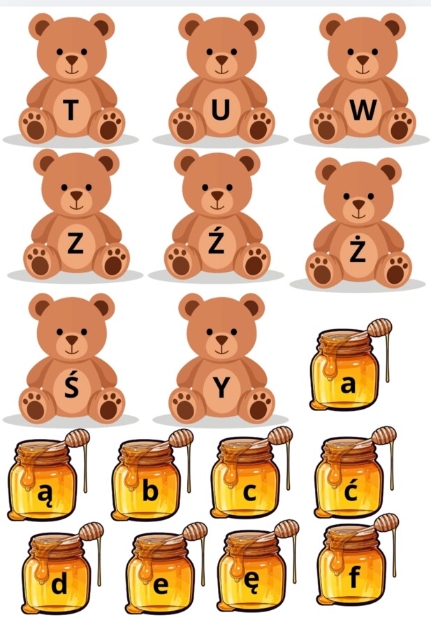 Misiowy alfabet. Wielkie i małe litery