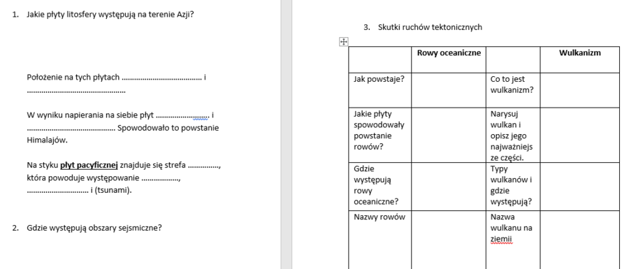 Wulkanizm i trzęsienia ziemi w Azji.