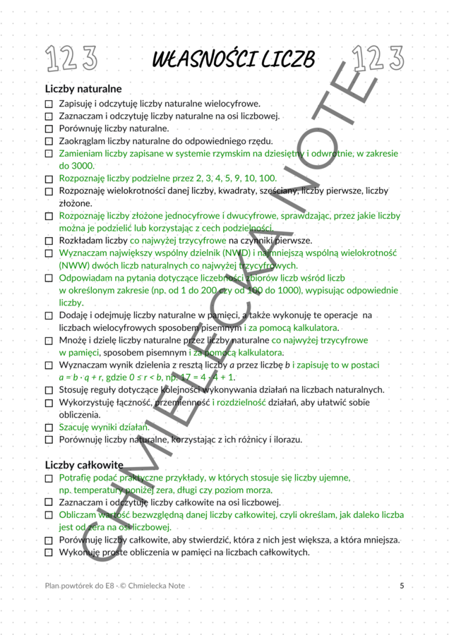 PAKIET E8 EGZAMIN ÓSMOKLASISTY - własności liczb, algebra, geometria, zastosowania matematyki
