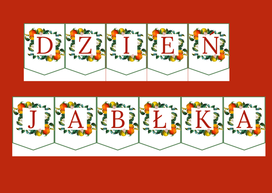 DZIEŃ JABŁKA – girlanda – napis – gazetka – szkoła – wersja 4