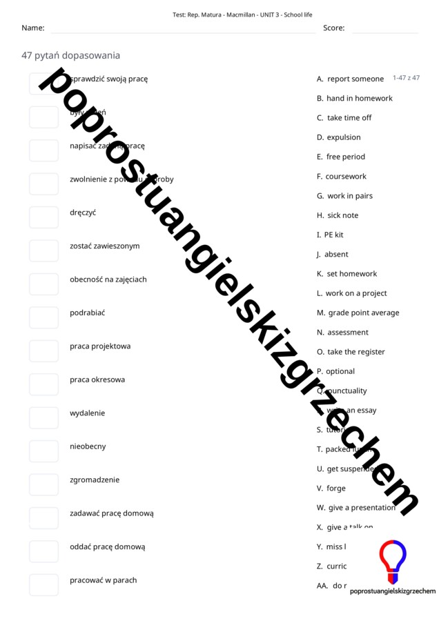 Repetytorium – Podręcznik do szkół ponadpodstawowych (Macmillan) – Unit 3 – testy