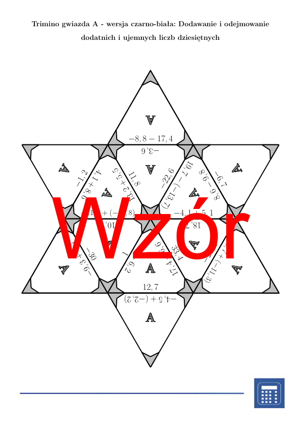 Trimino - Dodawanie i odejmowanie dodatnich i ujemnych liczb dziesiętnych | matematyka