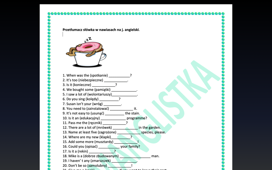 Mega ćwiczenie utrwalające słownictwo z różnych dziedzin- aż 100 zdań z kluczem- egzamin ósmoklasisty/ matura