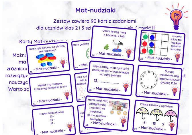 Matnudziaki – matematyka dla klasy 2 i 3. Zestaw 90 zadań. (część II)
