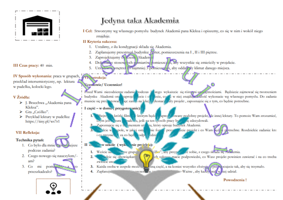 Akademia Pana Kleksa - przygotowanie do opisu miejsca