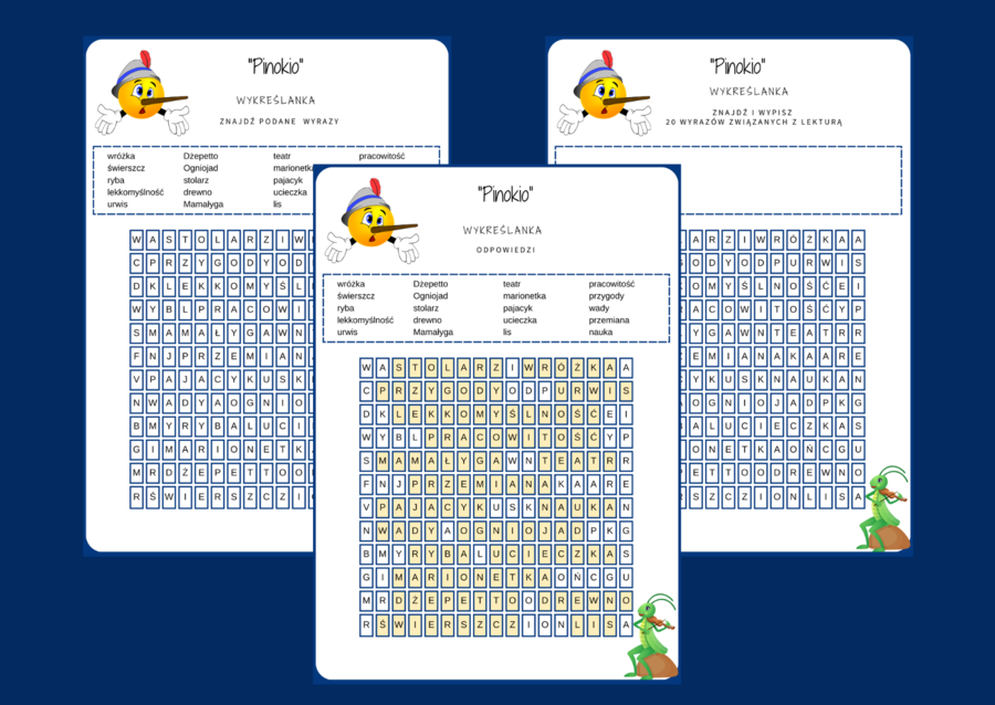 PINOKIO – wykreślanka – karta pracy