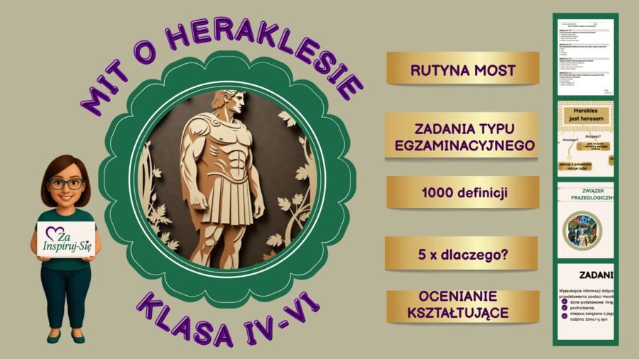 Mit o Heraklesie – scenariusz lekcji języka polskiego z prezentacją i testem | klasy IV–VI