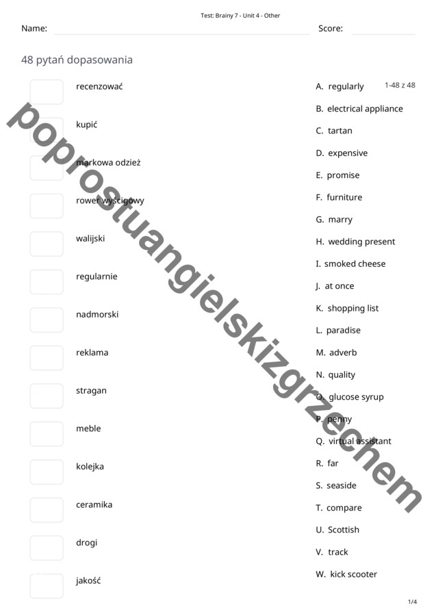 Brainy 7 – Unit 4 – testy