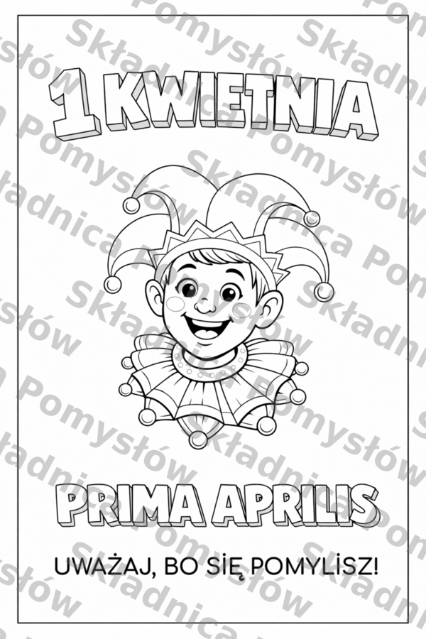 PRIMA APRILIS (1 kwietnia) - pakiet: kolorowanka XXL (9xA4) + miniatura A4; dekoracja, gazetka, plakat, świetlica, lekcja wychowawcza
