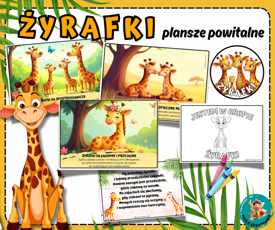 ŻYRAFKI - plansze na powitanie