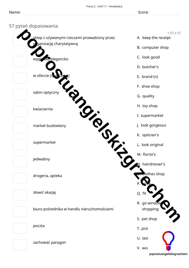 Focus 2 – Unit 7 – testy